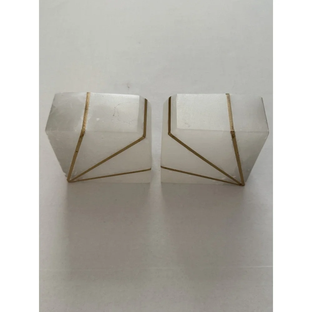 West Elm Alabaster Book Ends Gold